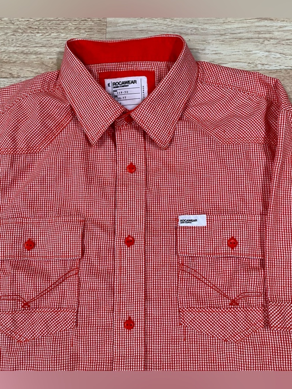 Rocawear Button Up Shirt Men’s XL Orangish Red Short Sleeve Western Streetwear
